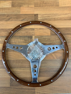 MOTO-LITA STEERING WHEEL 14" FLAT WOODEN