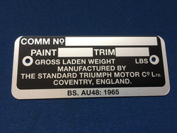 TR5 COMMISSION PLATE